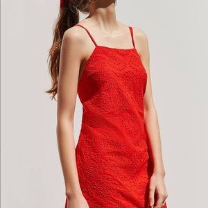 Urban Outfitters Red Eyelet Backless Minidress